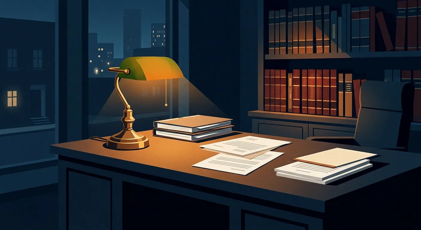 The moment the phone matters for small law firms — a dusk scene with one amber light on